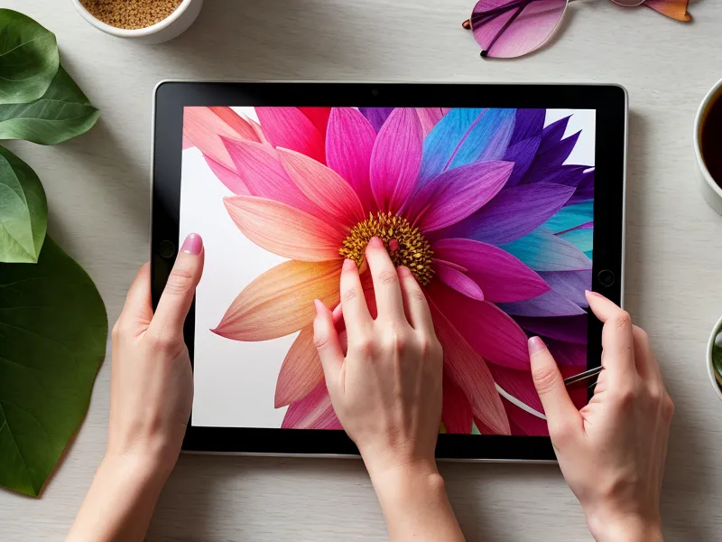Boceto botánico a mano alzada en Procreate sobre iPad, primer paso del flujo DTF