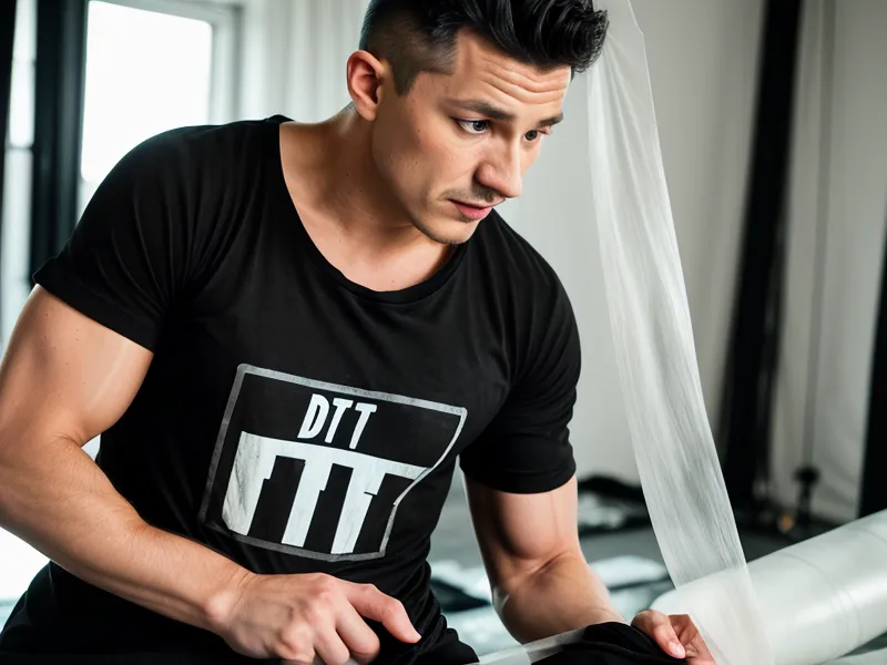 Film DTF despegado de una playera de algodón oscuro tras personalizar la prenda