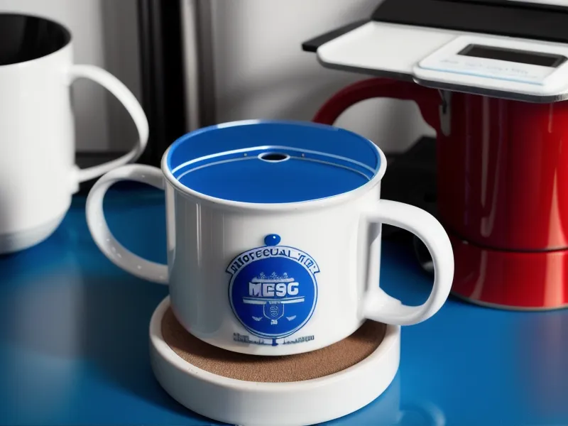 Prensa térmica sobre una taza de cerámica durante el proceso de sublimación para regalos personalizados