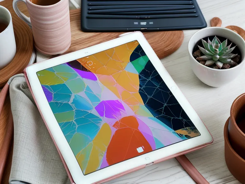 iPad con archivo de diseño DTF para personalizar tazas navideñas, ajustando el color antes de imprimir