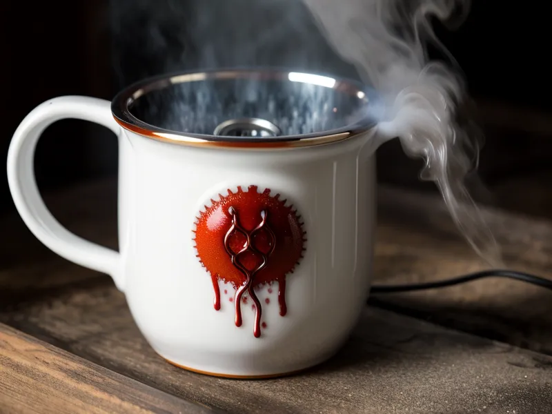 Prensa de tazas aplicando un diseño DTF navideño en una taza de cerámica personalizada para regalo